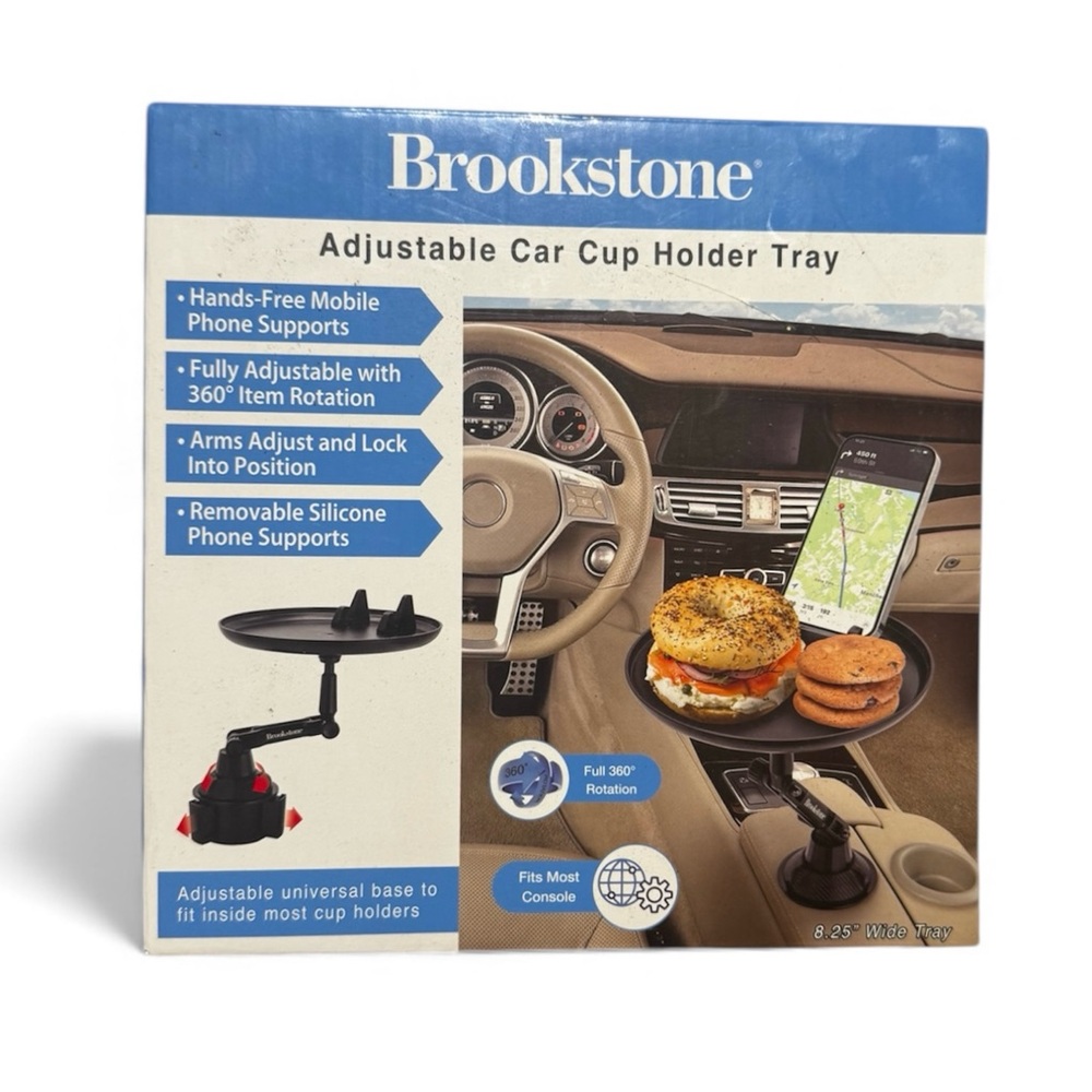 Brookstone Blue Adjustable Cup Holder Tray